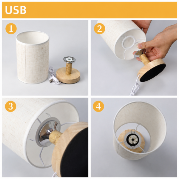 מנורת שולחן USB – שלבי הרכבה קלים בתמונות