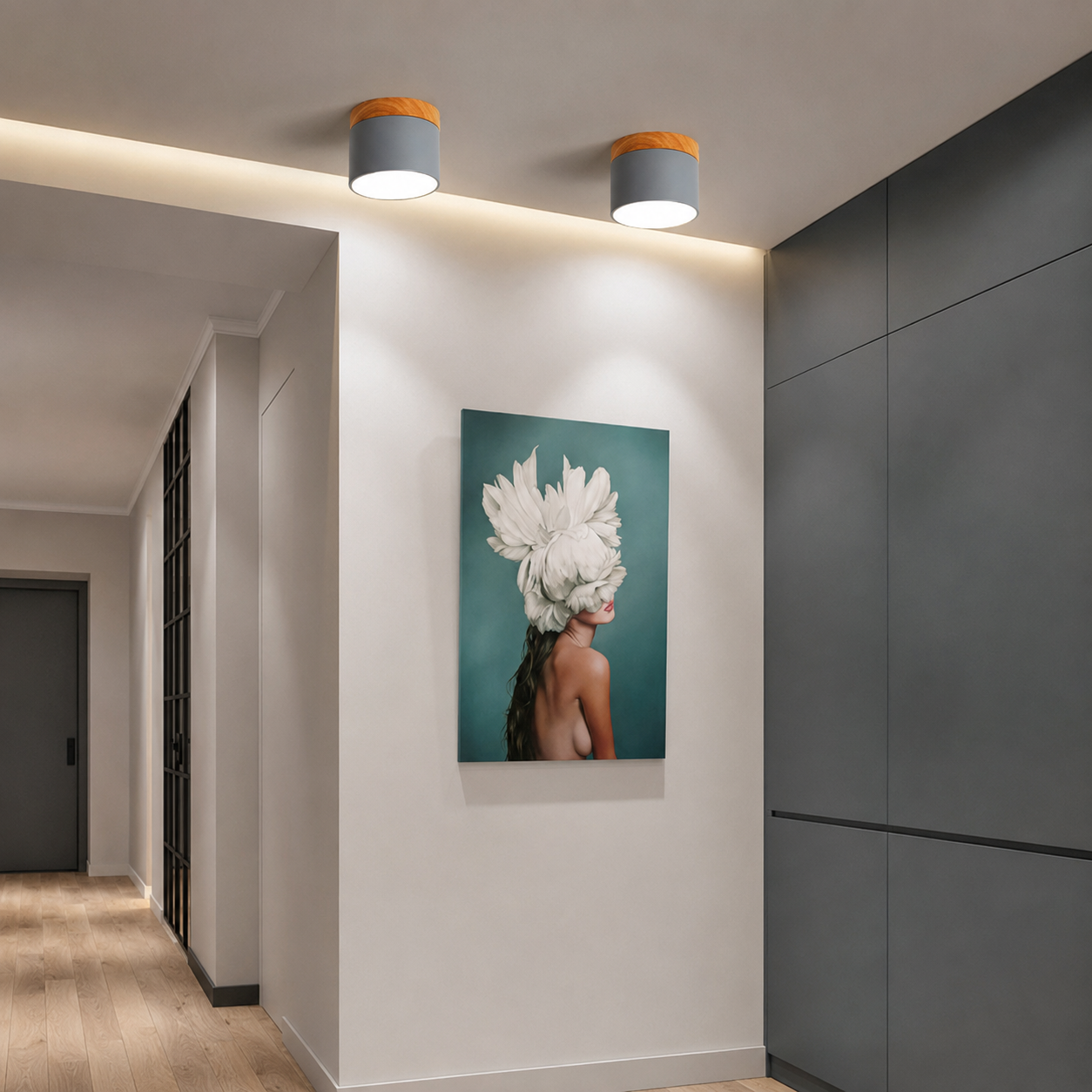 מנורת תקרה LED צמודת תקרה בעיצוב עץ מודרני – במגוון צבעים (12)