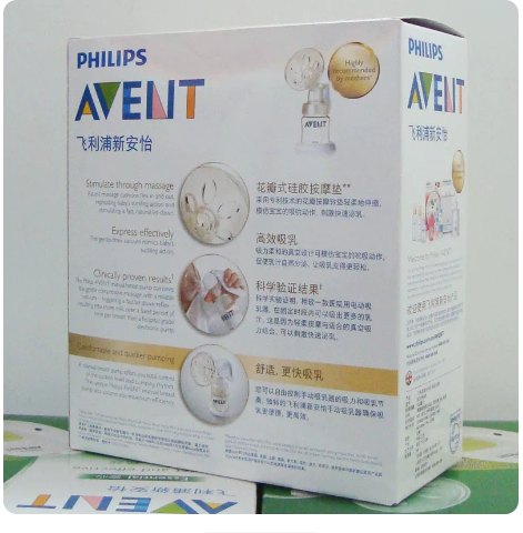 אריזת משאבת חלב ידנית Philips Avent עם מידע על המוצר