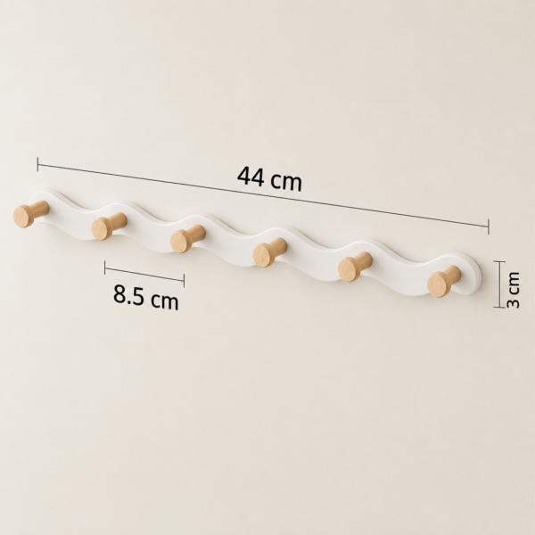 תרשים מידות למתלה קיר ארוך, אורך 44 cm עם בליטה 8.5 cm וגובה 3 cm