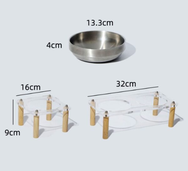 תרשים מידות למעמד הקערות והקערה, מציג 13.3cm, 4cm, 16cm, 32cm ו‑9cm