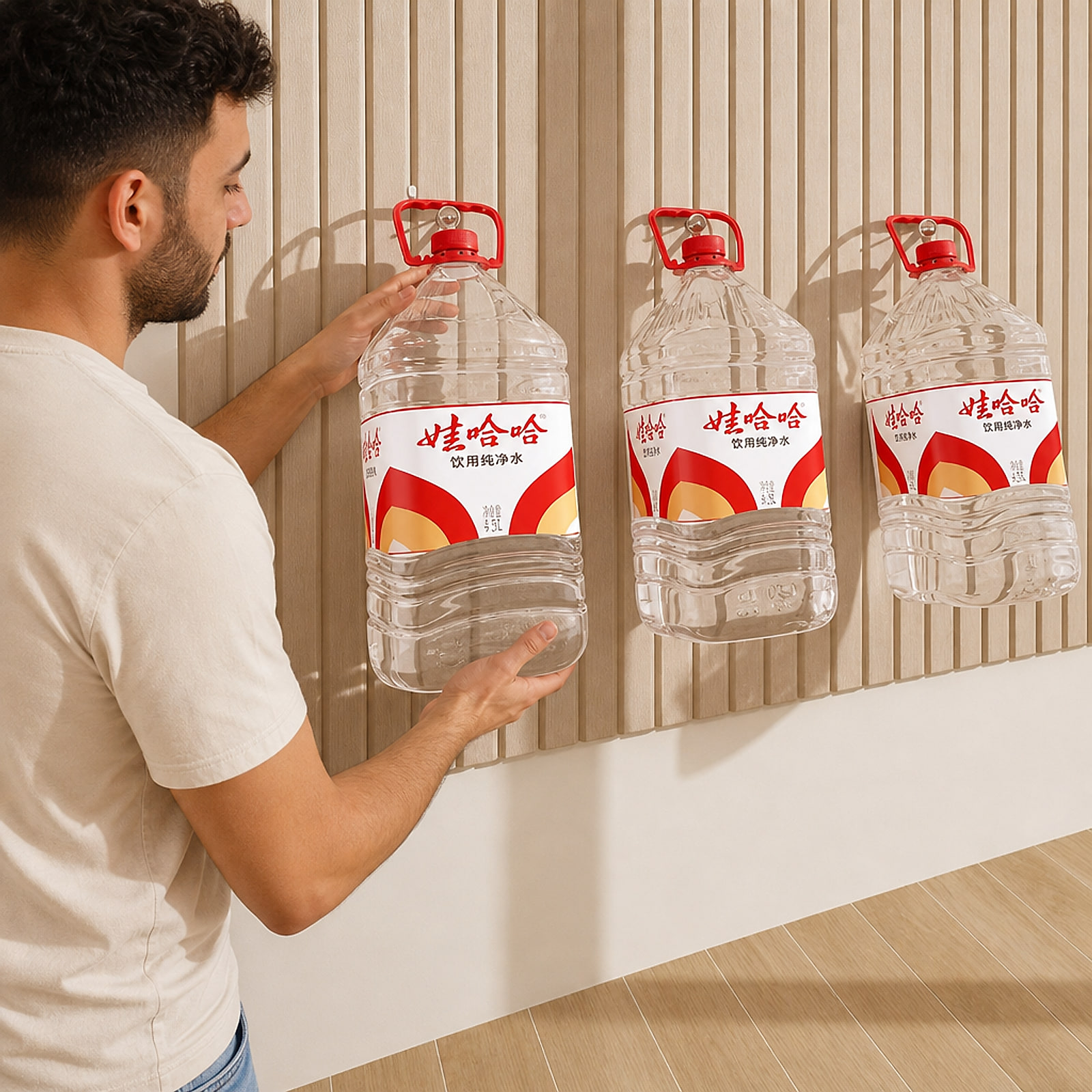 פאנל קיר אקוסטי – הדגמת חוזק ההדבקה עם משקלים תלויים